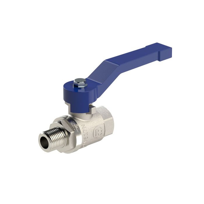 RIEGLER Kugelhahn »valve line«, Handhebel blau, MS vern., IG/AG, G 1