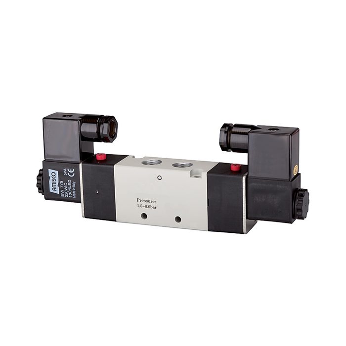 RIEGLER 5/2-way valve, electropneumatic, »4V«, bistable, 230 V, 50 Hz
