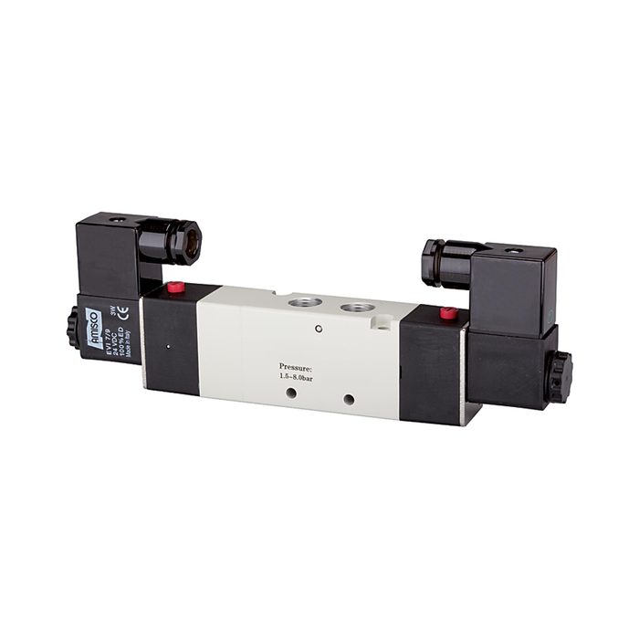 RIEGLER 5/3-Wegeventil elektropneum. »4V« Mitte geschl., G 3/8, 24 V DC