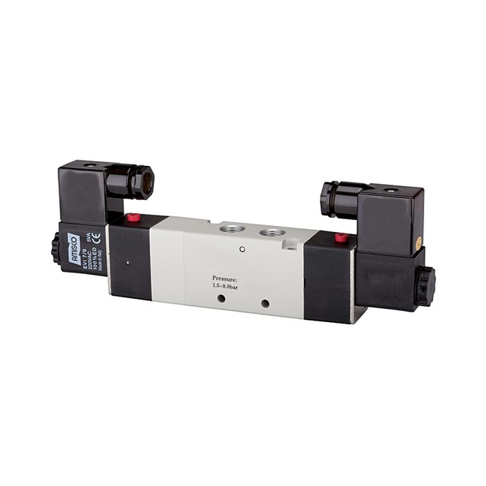 RIEGLER 5/3-Wegeventil elektropneum. Mitte belüftet, M5, 230 V, 50 Hz