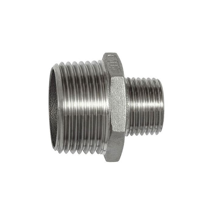 RIEGLER Double threaded nipple, reducing, Octagonal, R 2 1/2, R 2, AF 78