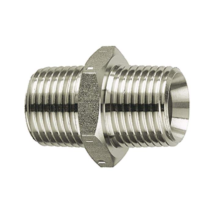 RIEGLER Doppelgewindenippel, R 3/8 a., R 1 a., SW 36, Edelstahl 1.4571