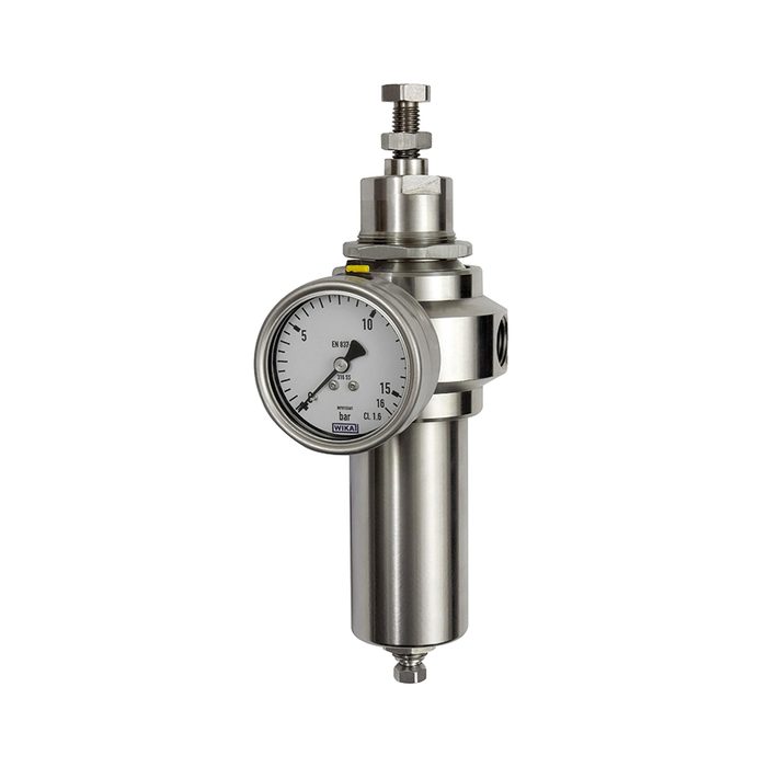 RIEGLER Stainless steel filter regulator, 1.4401, G 3/8, 0.4 - 4.0 bar