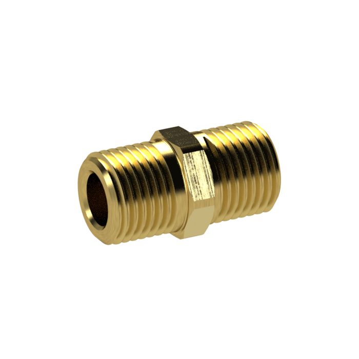 RIEGLER Double threaded nipple, Conical, R 3/4 a., R 3/4 a., AF 28, Brass