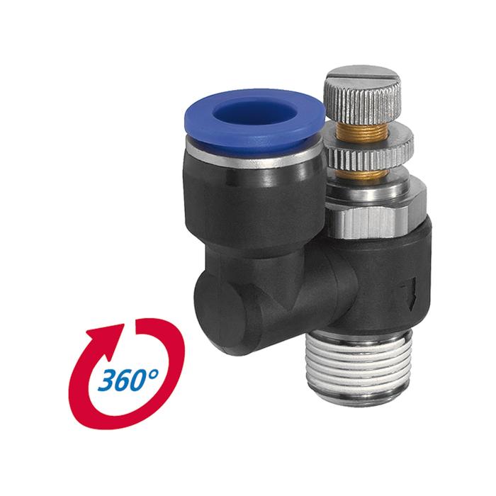 RIEGLER Drosselrückschlagven »Blaue Serie« Zuluftdros. R1/8 a. 10bar Ø8mm