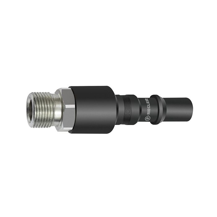 RIEGLER Nipple f. coupl. I.D. 8, check valve, ISO 6150 C, Steel, G 3/8 ET