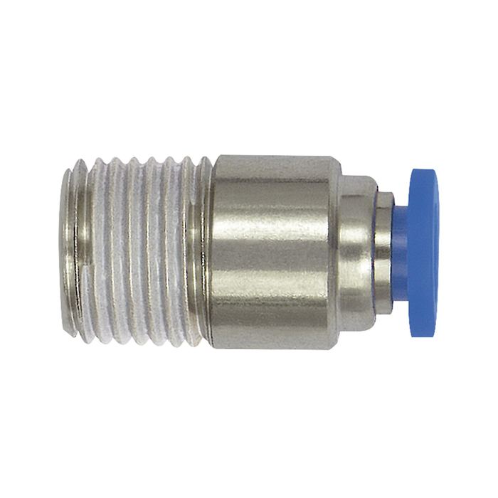 RIEGLER Straight push-in fitting »Blue Series« mini, round, R 1/8