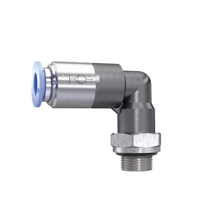 RIEGLER L-Steckverschraubung »Blaue Serie«, selbstabsperrend, M5 außen