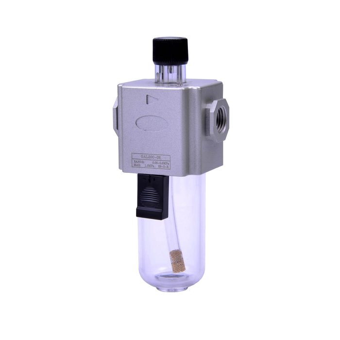 RIEGLER Mist oiler »GA-mini«, PC container, Size 200, G 1/4, 0.5 - 9 bar