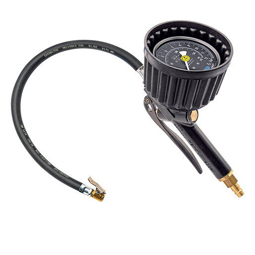 EWO hand-held tire inflation gauge euroair, instant connector, hose: 0.5 m, manometer Ø80 mm, MOP: 12 bar, conformity assessed