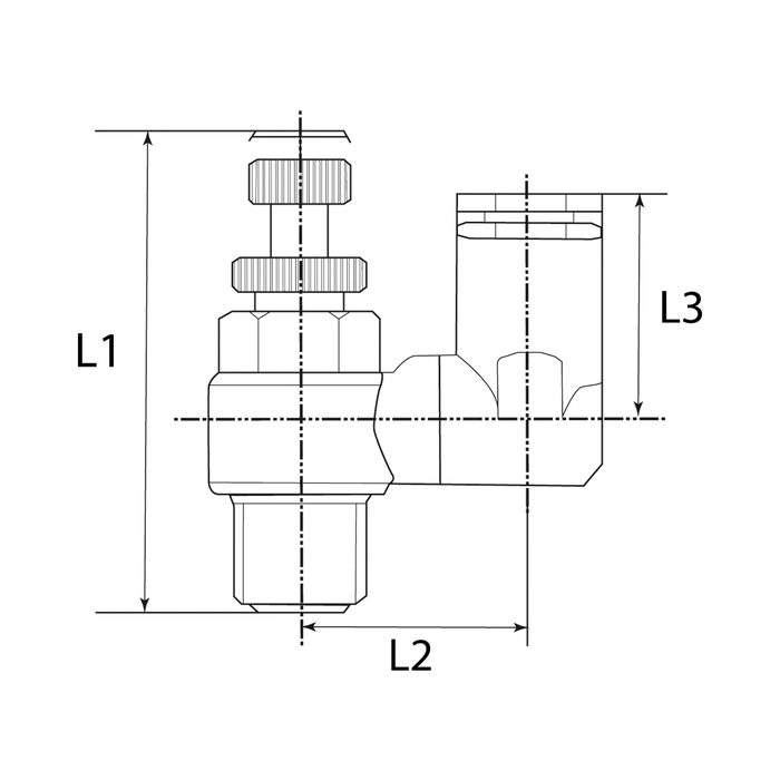 RIEGLER Thredtle check valve "Blue series", exhaust air thredtle, M5 a., straight Ø4mm