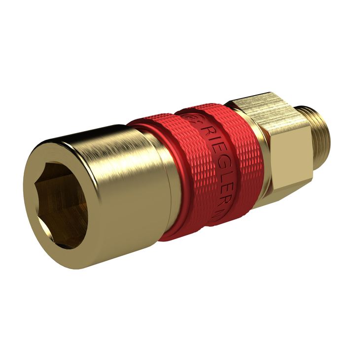 RIEGLER Unmistakable quick-release coupling NW 5, G 1/4 AG, red