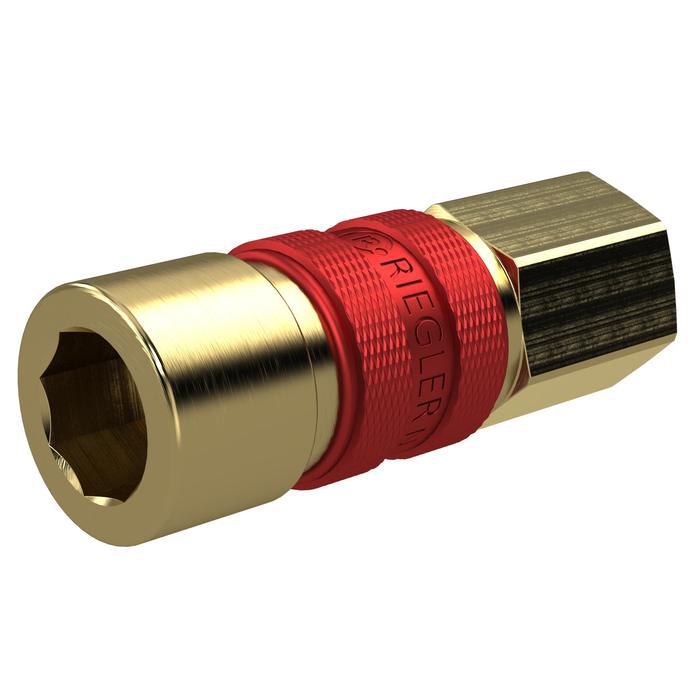 RIEGLER Unmistakable quick-release coupling NW 5, G 1/4 IG, red