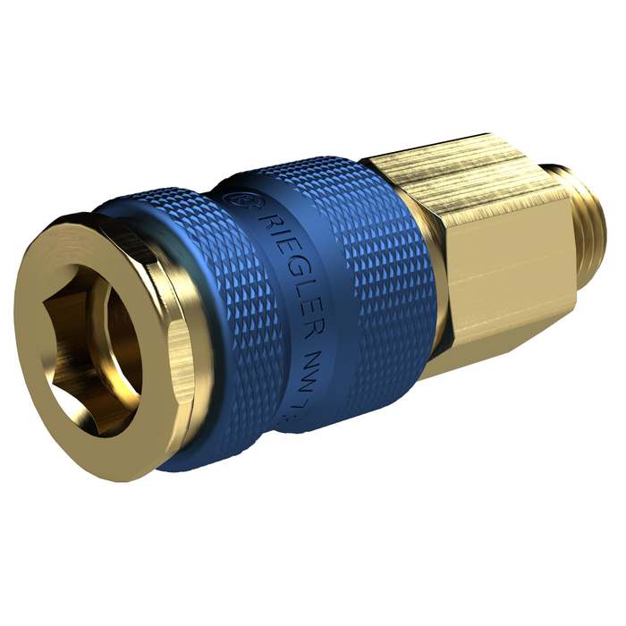 RIEGLER Unmistakable quick-release coupling NW 7,8, G 3/8 AG, blue