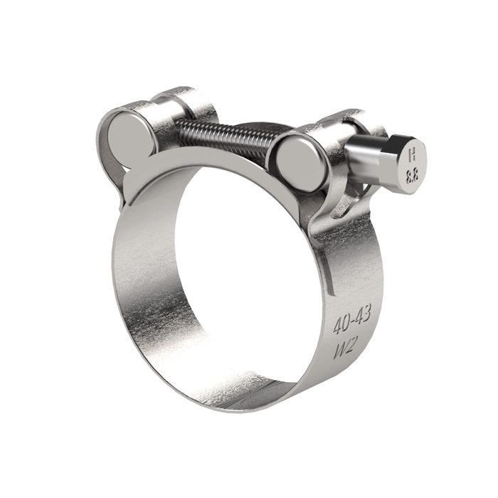 RIEGLER Gelenkbolzenschelle, Edelstahl 1.4301 (W4), 40 - 43 mm, 20 mm