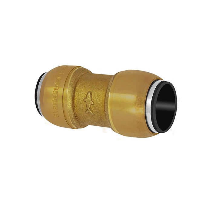 RIEGLER Straight connector, brass, "sharkbite", for pipe outer ø 15 mm