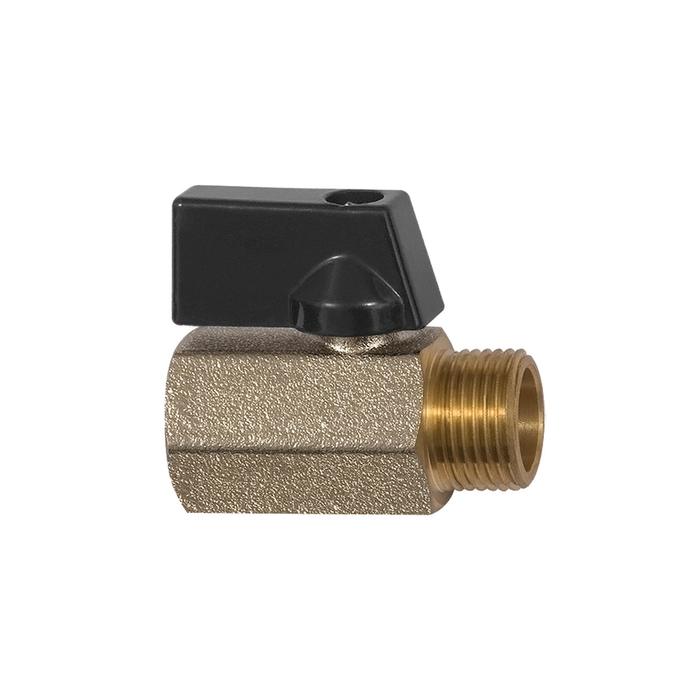 RIEGLER Mini ball valve "valve line", MS nickel-plated, rotary handle, G 1/4 IG/AG