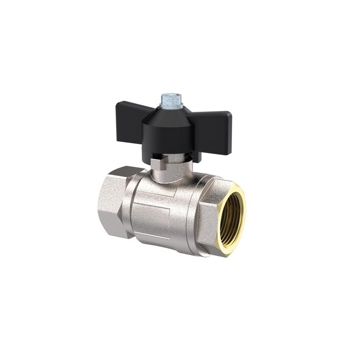 RIEGLER Ball valve standard version, wing handle black, IG/IG, MS ver., G 3/4