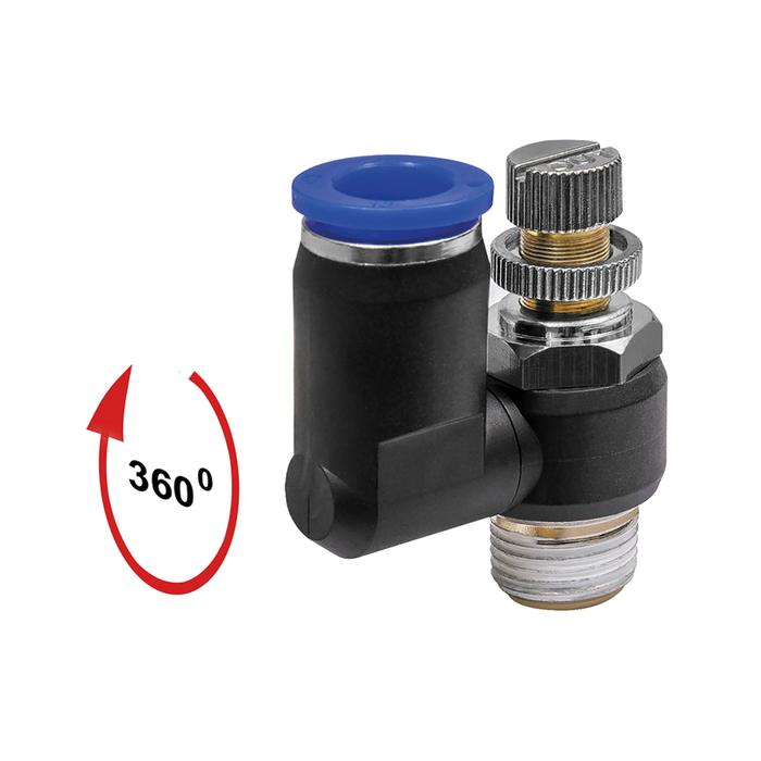 RIEGLER Drosselrückschlagven »Blaue Serie« Zuluftdros. R1/4 a. 10bar Ø8mm