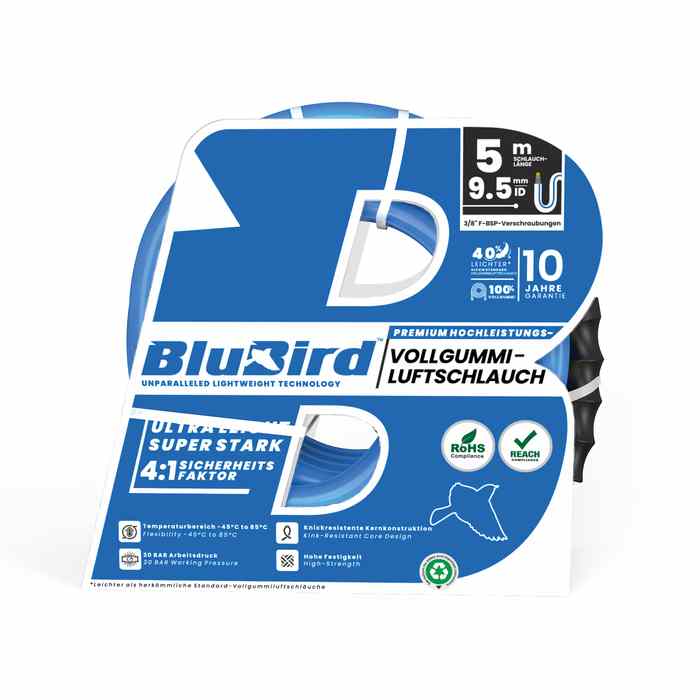 RIEGLER Vollgummi-Werkstattschl. »BluBird«, Ø15,5x9,5, 20 bar, Set 5 m