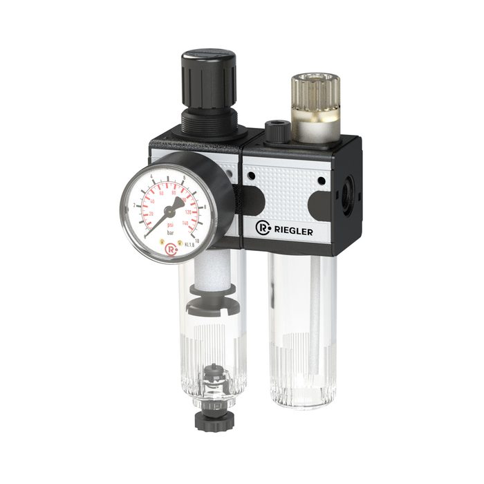 RIEGLER Wartungseinheit 2-tlg. »multifix«, mit PC-Behälter, BG 5, G 1
