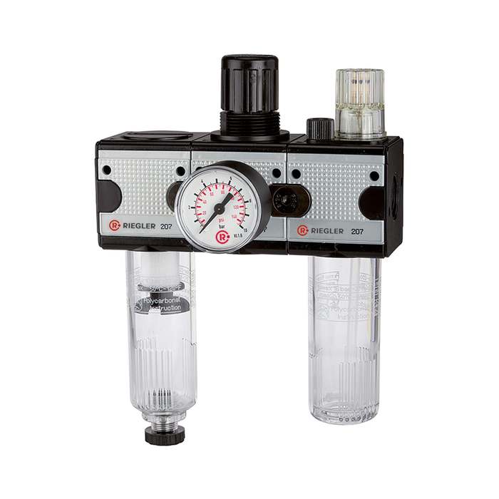 [100584] RIEGLER Service unit 3-part »multifix« with PC container, Size 3, G 3/4