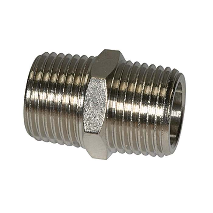 RIEGLER Doppelgewindenippel G 1 a., G 1 a., SW 41, Messing vernickelt
