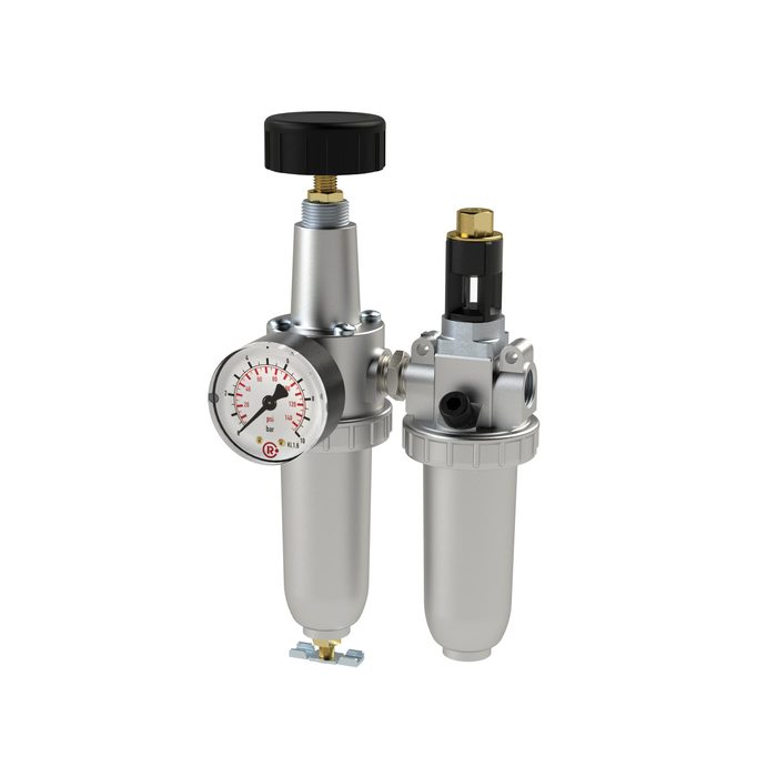 [101058] RIEGLER Wartungseinheit 2-tlg. »Standard« mit Metallbehälter, BG 1, G 1/4
