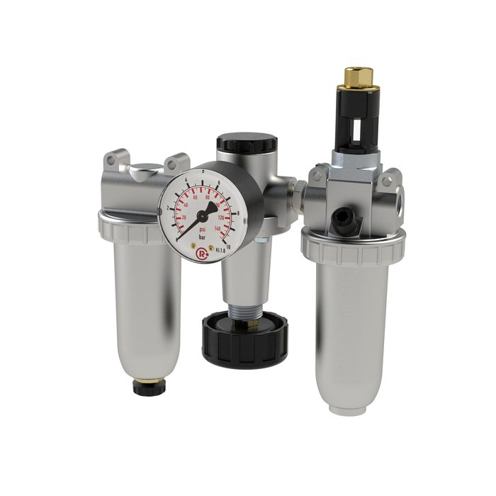 [101080] RIEGLER Wartungseinheit 3-tlg. »Standard« mit Metallbehälter, BG 1, G 1/4