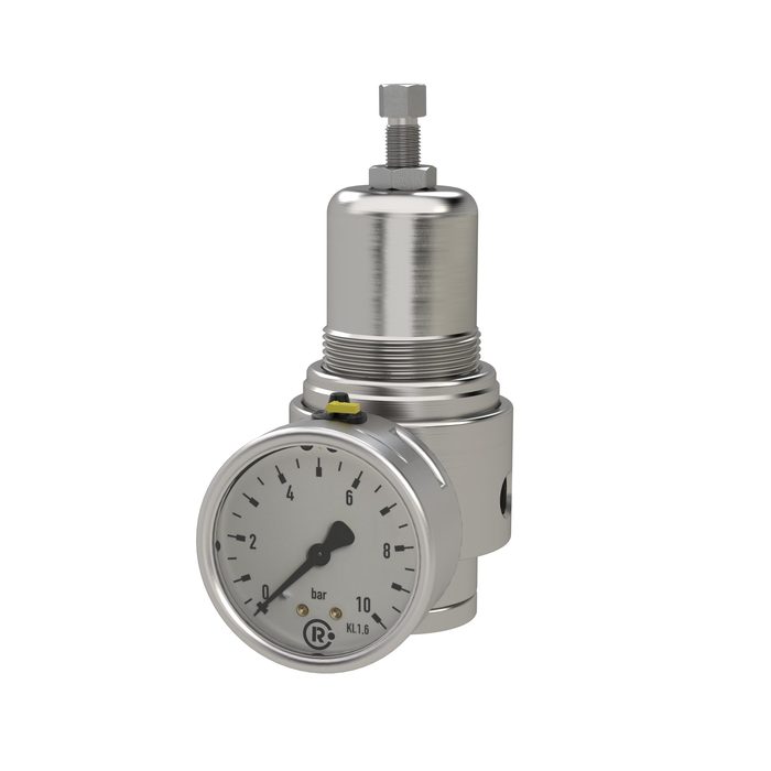 RIEGLER Edelstahl-Druckregler, 1.4404, nicht rückst., G 1/4, 1,0 - 15 bar