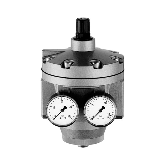 RIEGLER Hochleistungsdruckregler mit 2 Manometern, G 2, 0,5 - 10 bar