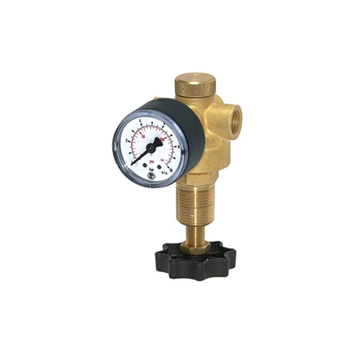 RIEGLER Pressure regulator for water, pressure gauge, G 1/4, 0.5 - 6 bar