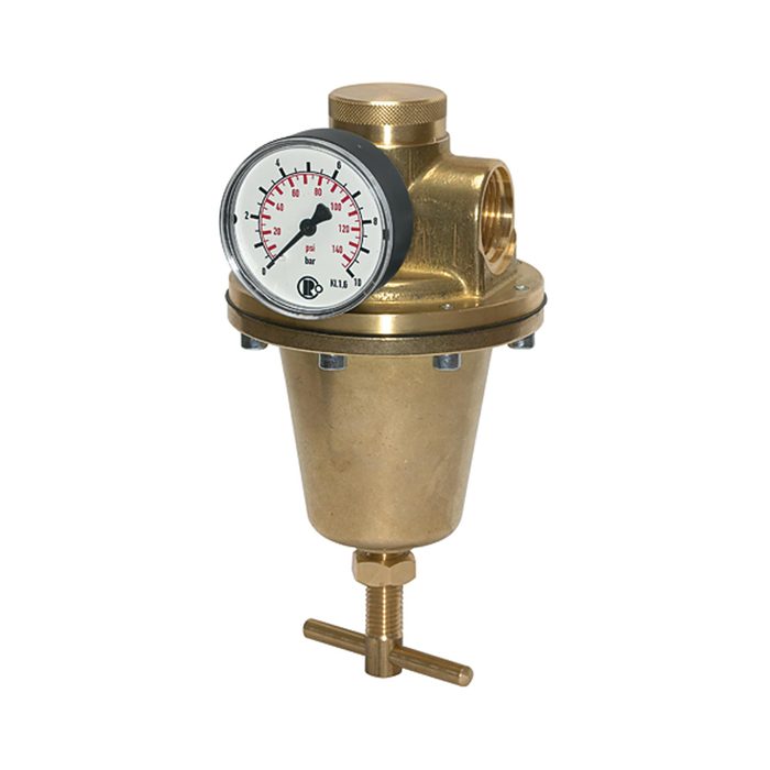 RIEGLER Pressure regulator for water, pressure gauge, G 1, 0.5 - 10 bar