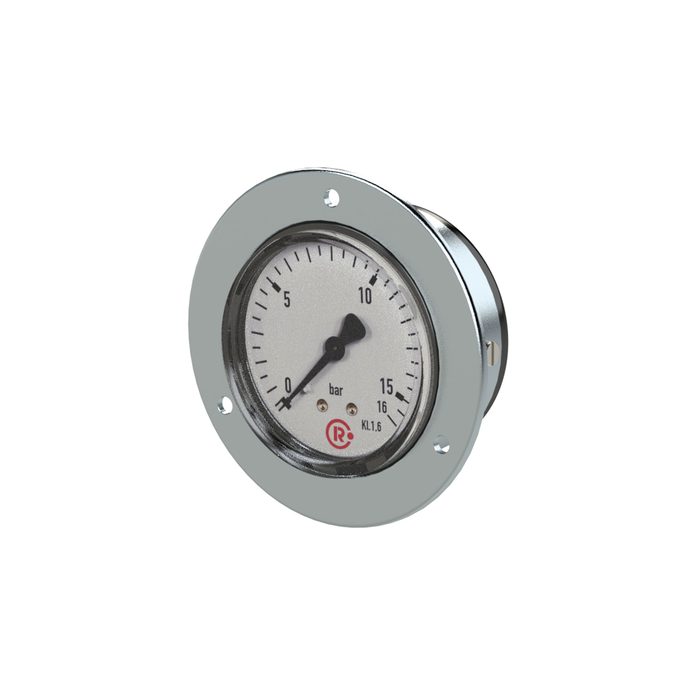 RIEGLER Standardmano., Frontring verchr., G 1/4 hinten, 0-25,0 bar, Ø 63