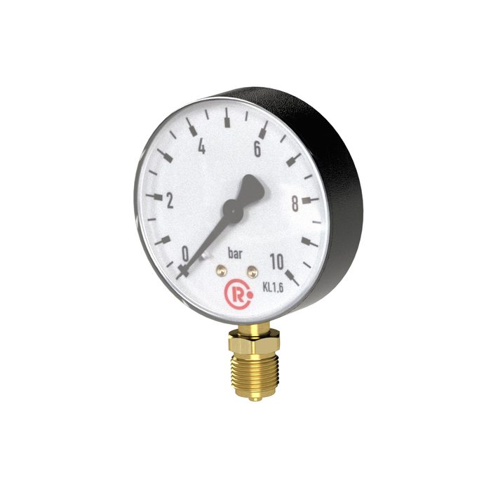 RIEGLER Standardmanometer, Kunststoffgeh., G 1/2 unten, 0-10,0 bar, Ø 100