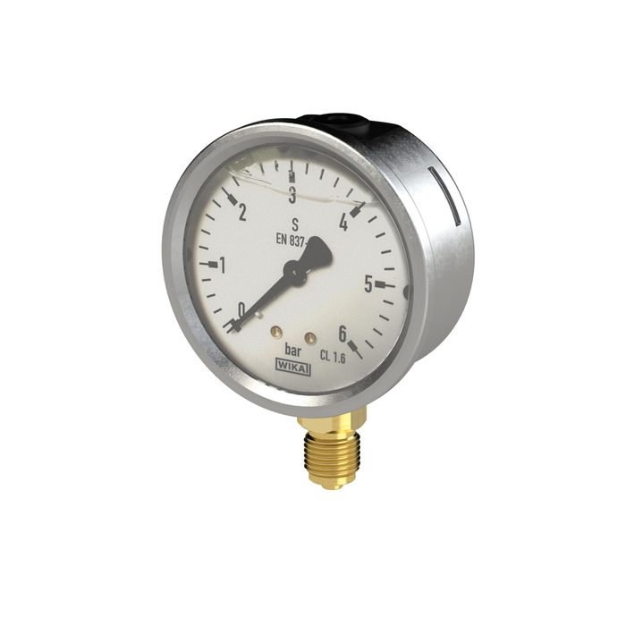 RIEGLER Glyzerinmanometer, CrNi-Stahl, G 1/4 unten, 0 - 2,5 bar, Ø 63