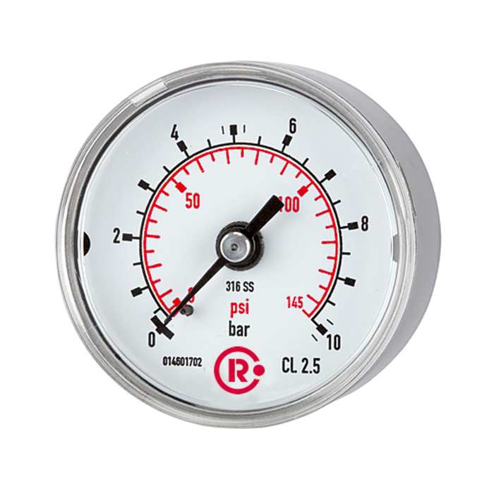 RIEGLER Standardmano, CrNi-Stahl, G 1/4 hinten zentr., 0 - 40,0 bar, Ø 50