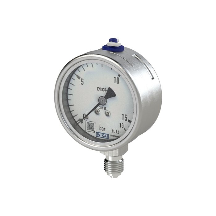 RIEGLER Manometer, CrNi-Stahl, G 1/2 radial unten, 0 - 16,0 bar, Ø 100