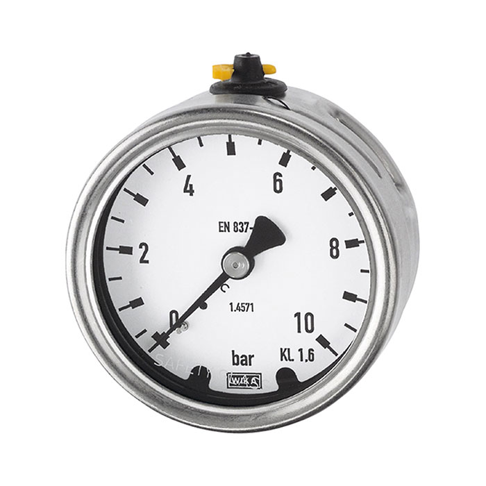 RIEGLER Manometer, CrNi-Stahl, G 1/4 hinten zentrisch, 0 - 40,0 bar, Ø 63