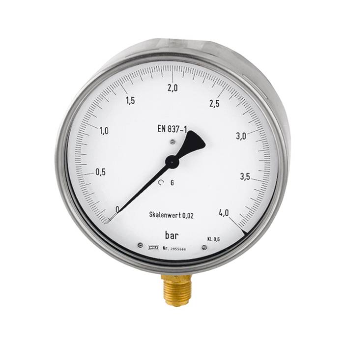 RIEGLER Feinmessmanometer, G 1/2 radial unten, 0 - 4,0 bar, Ø 160