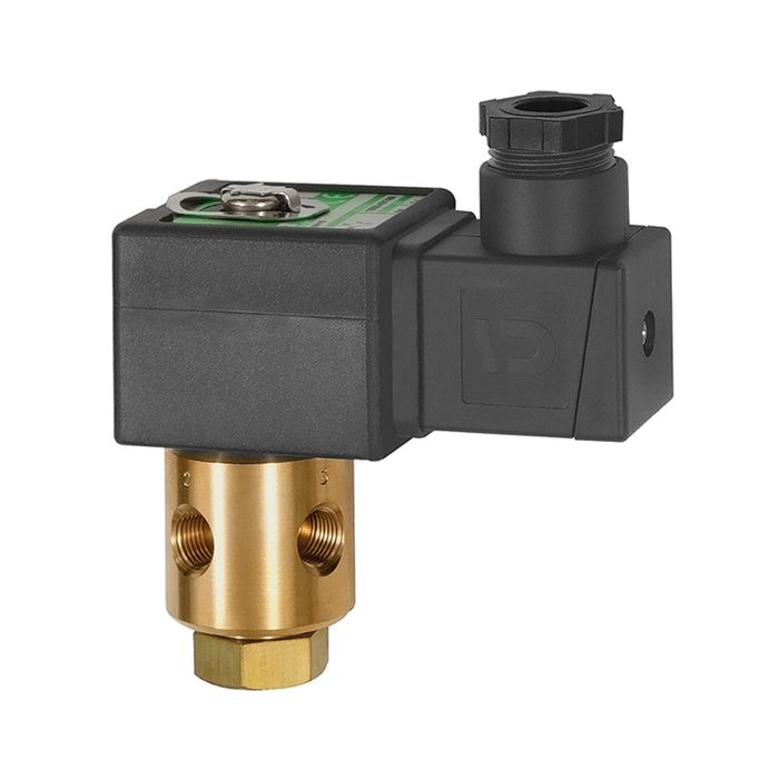 RIEGLER 3/2-way solenoid valve brass, NC, directly operated 24 V DC