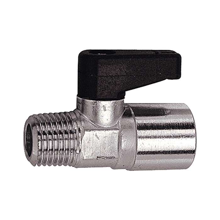 RIEGLER Mini-Kugelhahn mit Drehgriff, Messing vernickelt, R/Rp 1/8 AG/IG