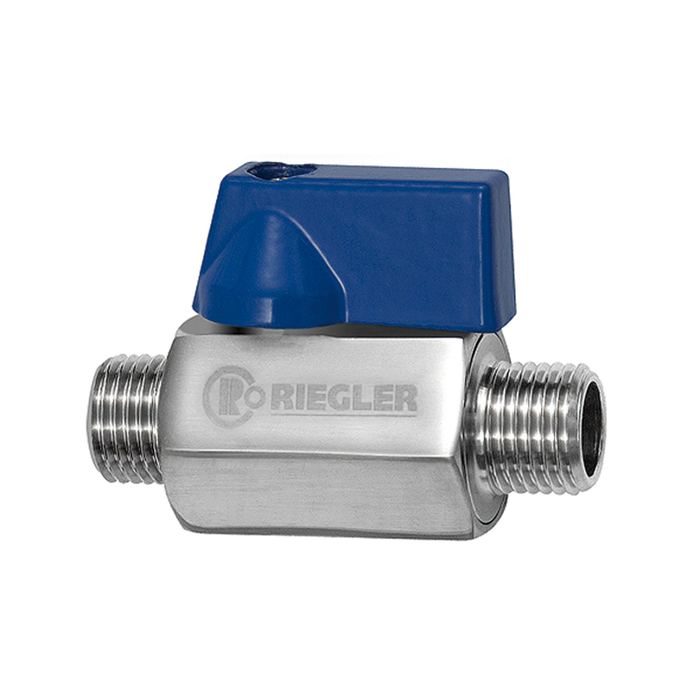 RIEGLER Mini-Kugelhahn, Edelstahl 1.4401, AG/AG, G 3/8, DN 10