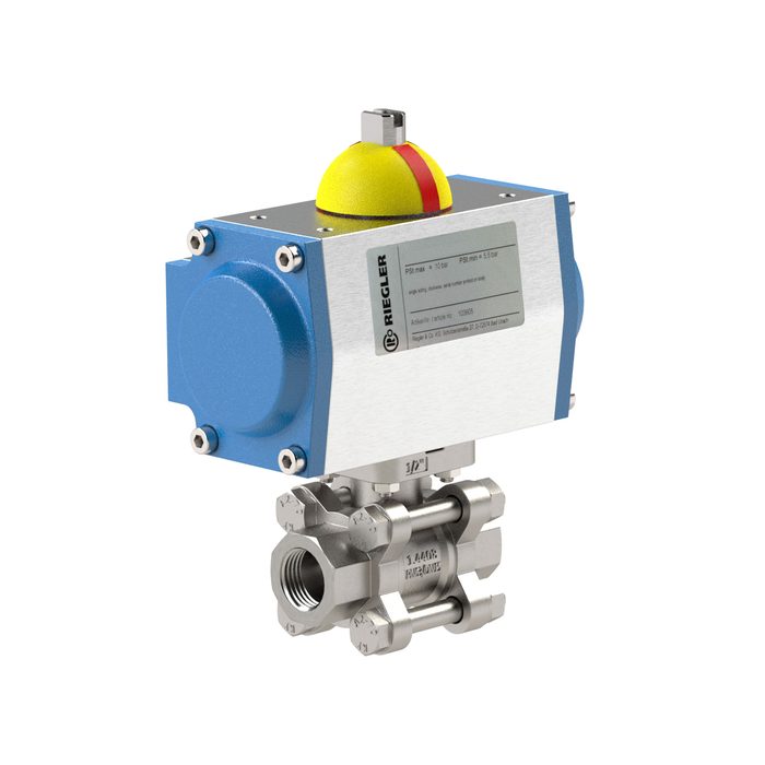 RIEGLER ES-Kuha, pneumat. Stellantrieb, einfachwirkend, Rp 1, DN 25