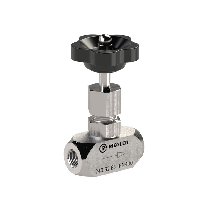RIEGLER Nadelventil, Edelstahl 1.4571, G 1, DN 12, PN max. 250 bar