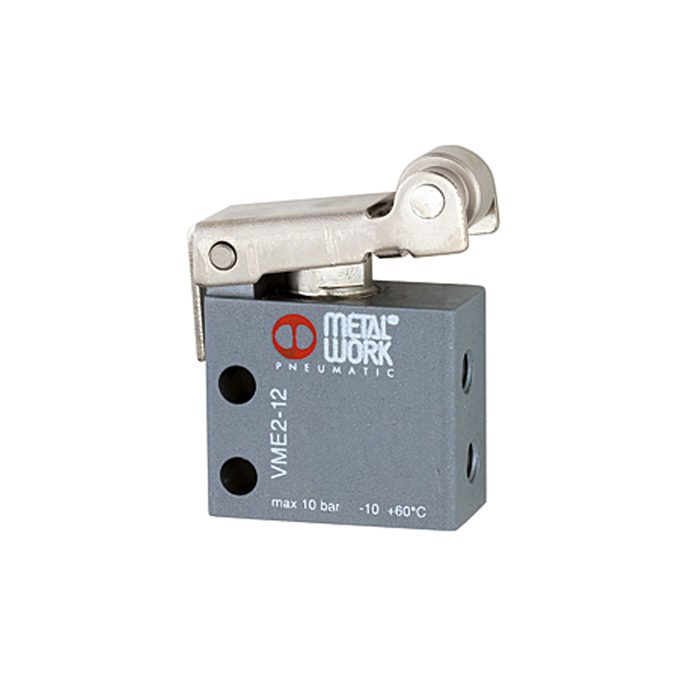[106394] RIEGLER 3/2-way miniature valve, Mechanical, Roller lever, NO, M5 side