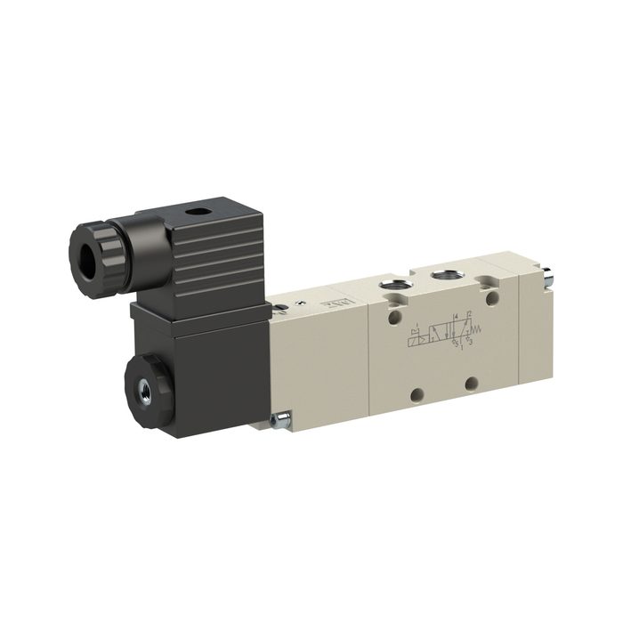 RIEGLER 5/2-Wegeventil, elektropneumat., monostabil, G 1/4, 24 V DC