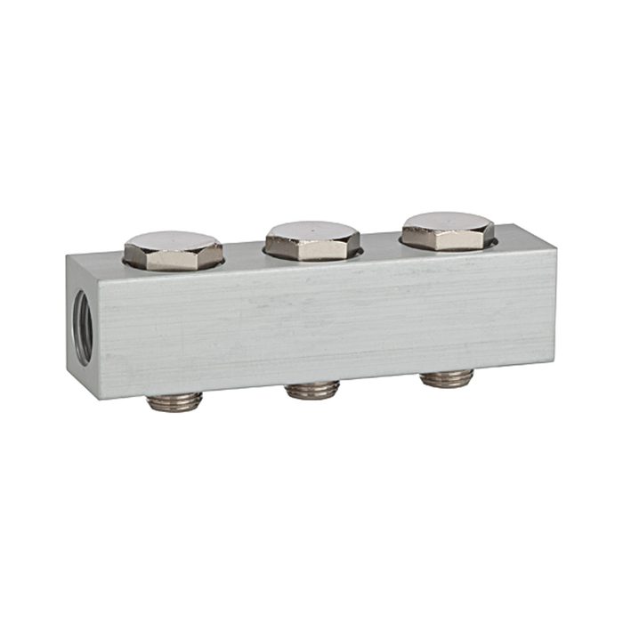 [106617] RIEGLER Supply strip for the way valves, with 3 valve positions, G 1/4