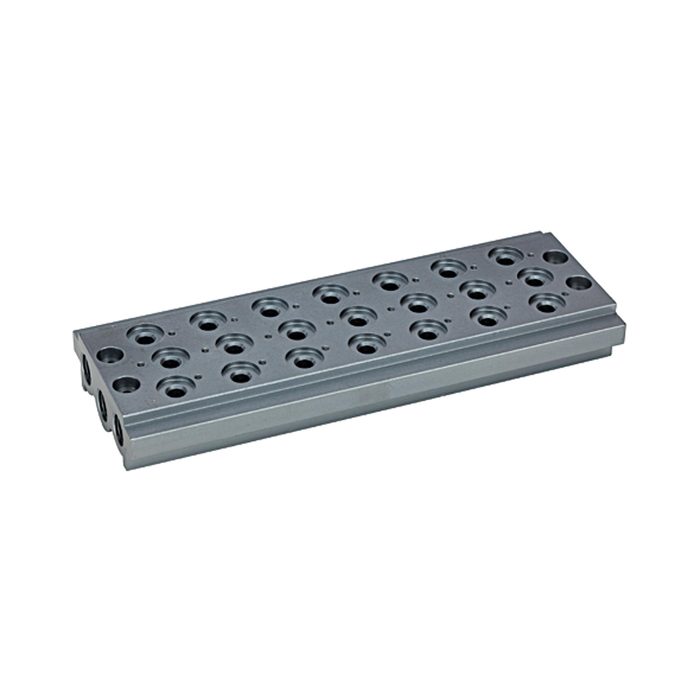 RIEGLER Mehrfach-Grundplatte für Wegeventile, 7 Ventilpositionen, G 1/8