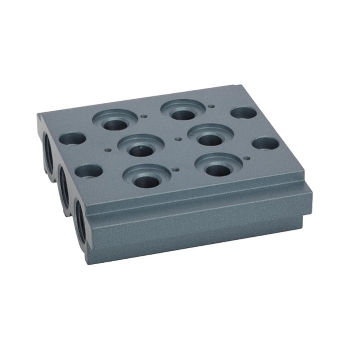 RIEGLER Mehrfach-Grundplatte für Wegeventile, 2 Ventilpositionen, G 1/4